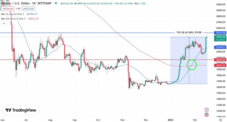 Денний графік пари BTC/USD