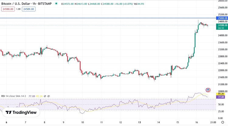 Годинний графік пари BTC/USD