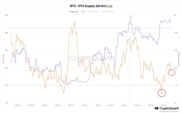 Пропозиції Bitcoin від короткострокових власників Bitcoin (STH). Джерело: CryptoQuant.